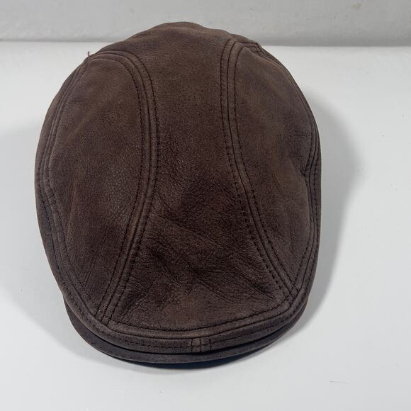 Scala Newsboy Paperboy Driving Ivy Flat Hat Cap Brown Leather Large/xlarge - Picture 10 of 16